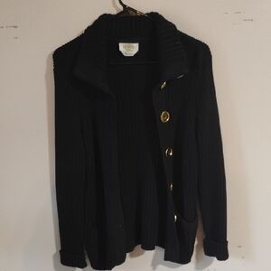 Talbots Black Cardigan with Gold Accents